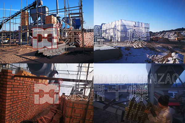 干勁十足陜西益源煤泥烘干項目進行沸騰爐熱工設備砌筑